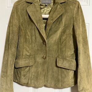 Ann Taylor Olive Green Suede Blazer Jacket